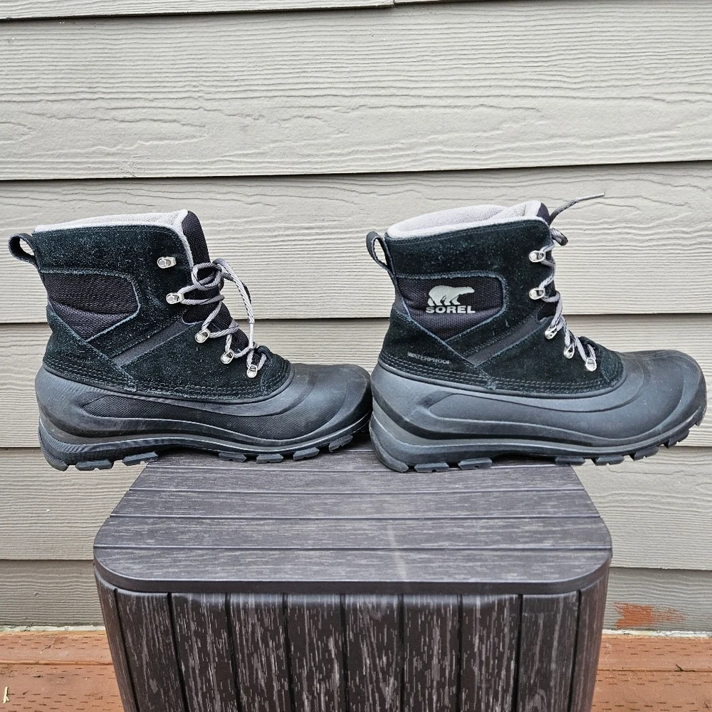 Sorel Men's Buxton Lace Up Waterproof Boots Black Quarry Snow Warm Size 10.5
